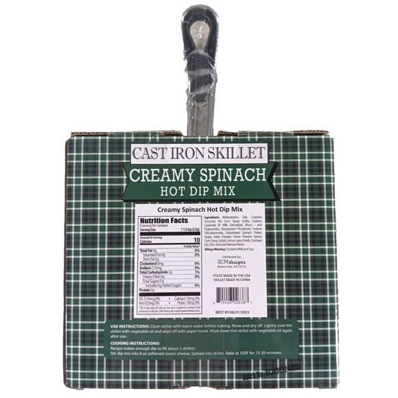 Cast Iron Mini Skillet with Creamy Spinach Hot Dip Mix Set of 3 NEW SEALED - Picture 3 of 3